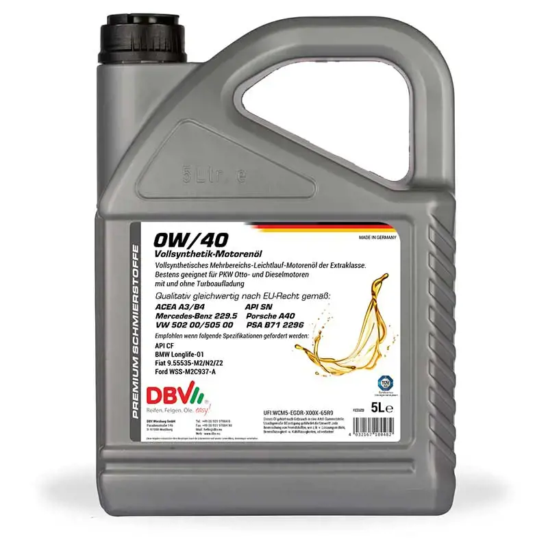 Motor oil DBV synthetic 0W-40 5 Litres